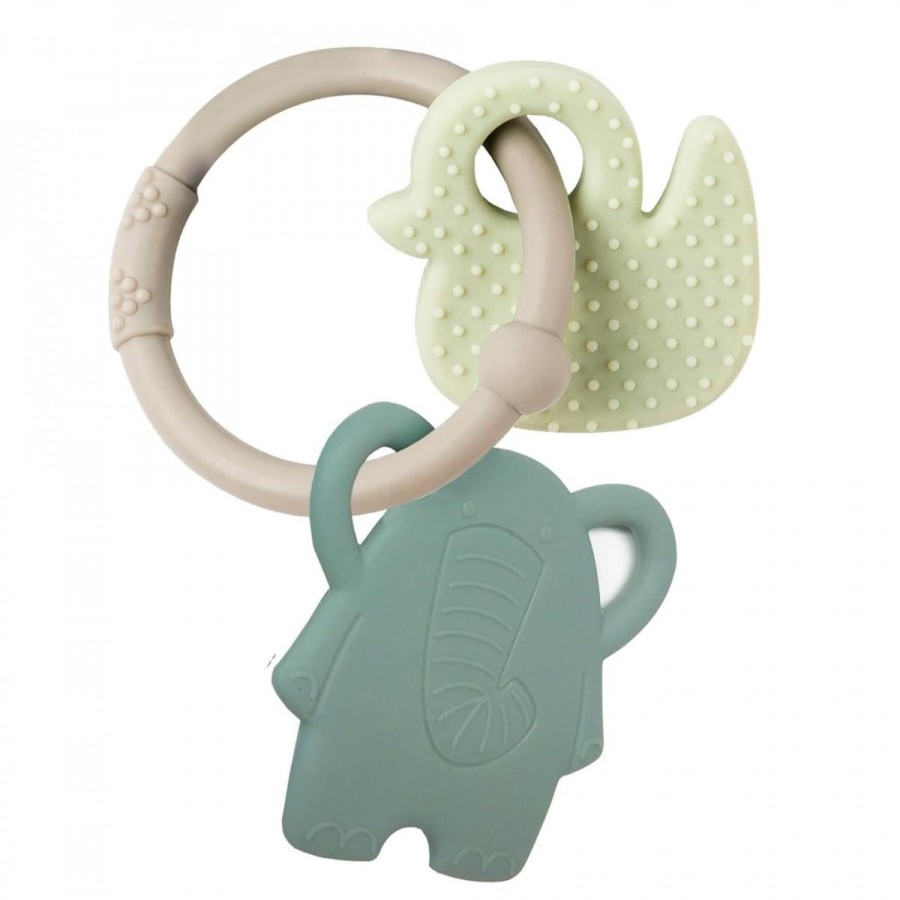 Christmas Hippychick | Nattou Silicone Teether Elephant & Duck Grey Ring