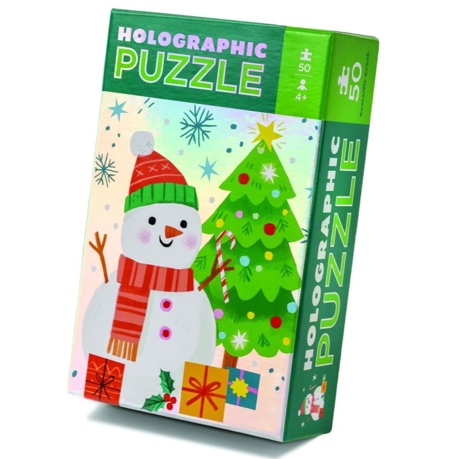 Christmas Hippychick | Crocodile Creek 50 Piece Holographic Puzzle - Snowman