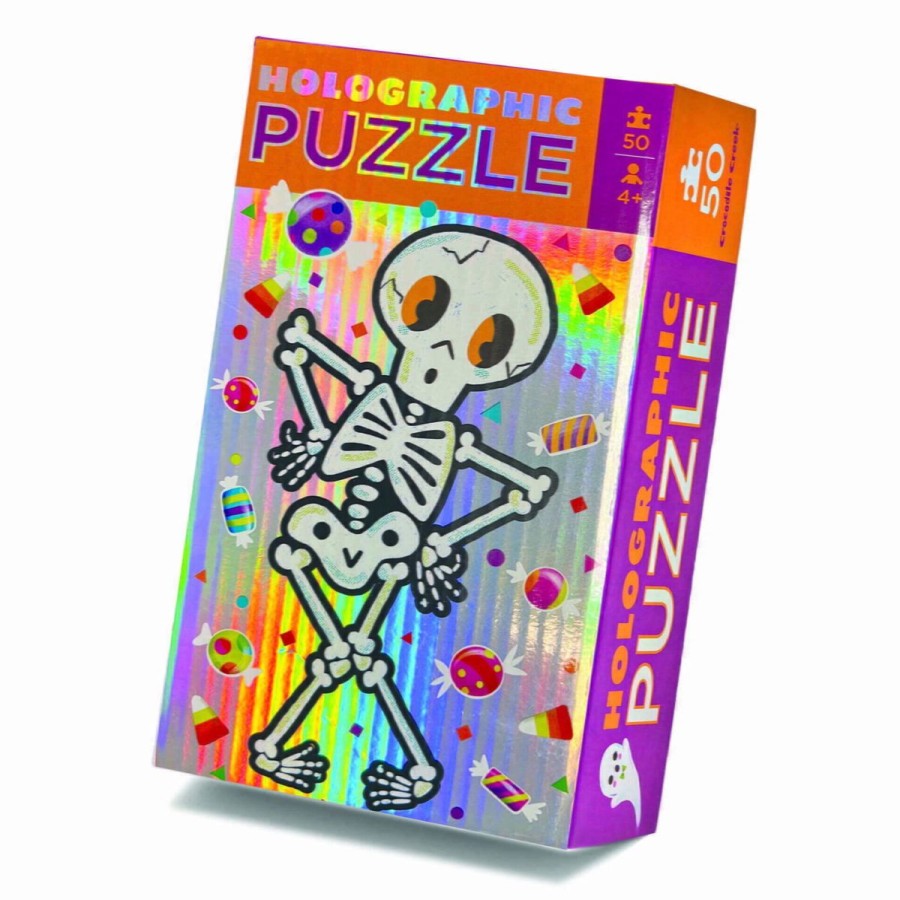 Toys & Gifts Hippychick | Crocodile Creek 50 Piece Holographic Puzzle - Skeleton