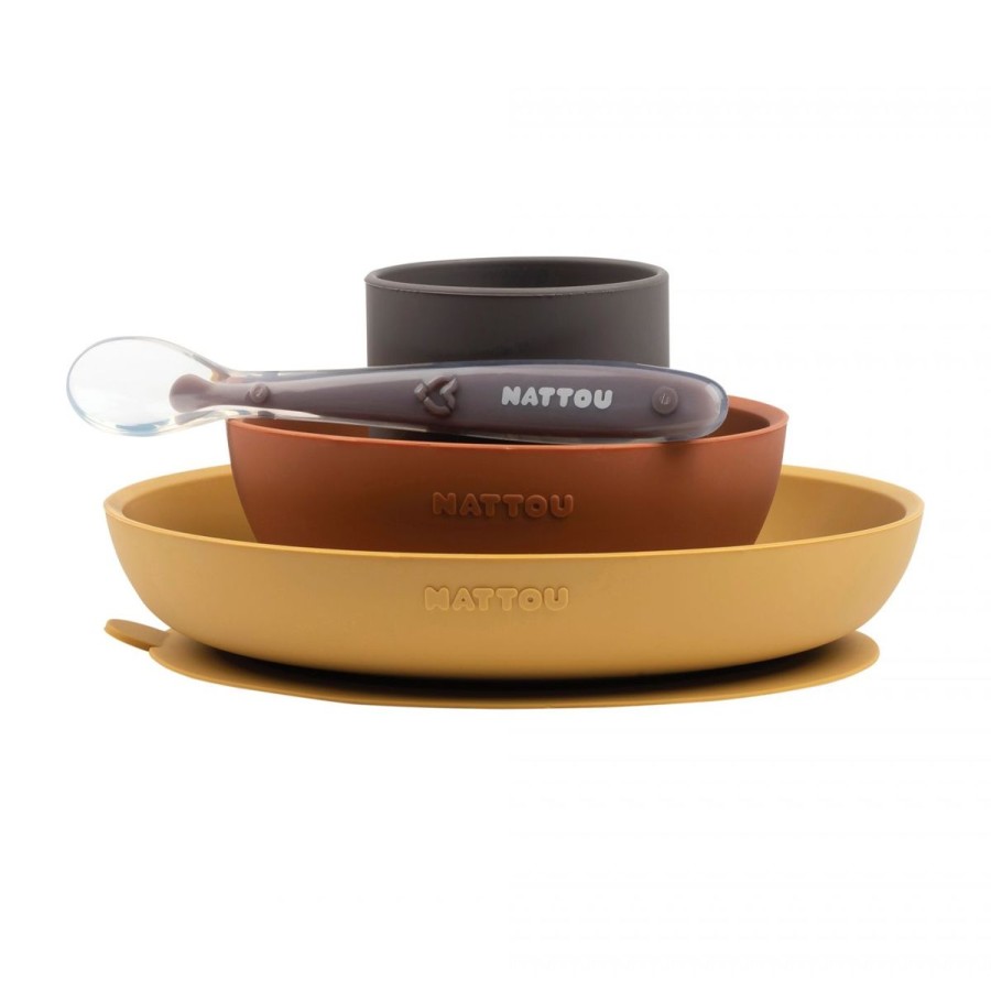 Christmas Hippychick | Nattou Silicone Tableware Set - Ochre