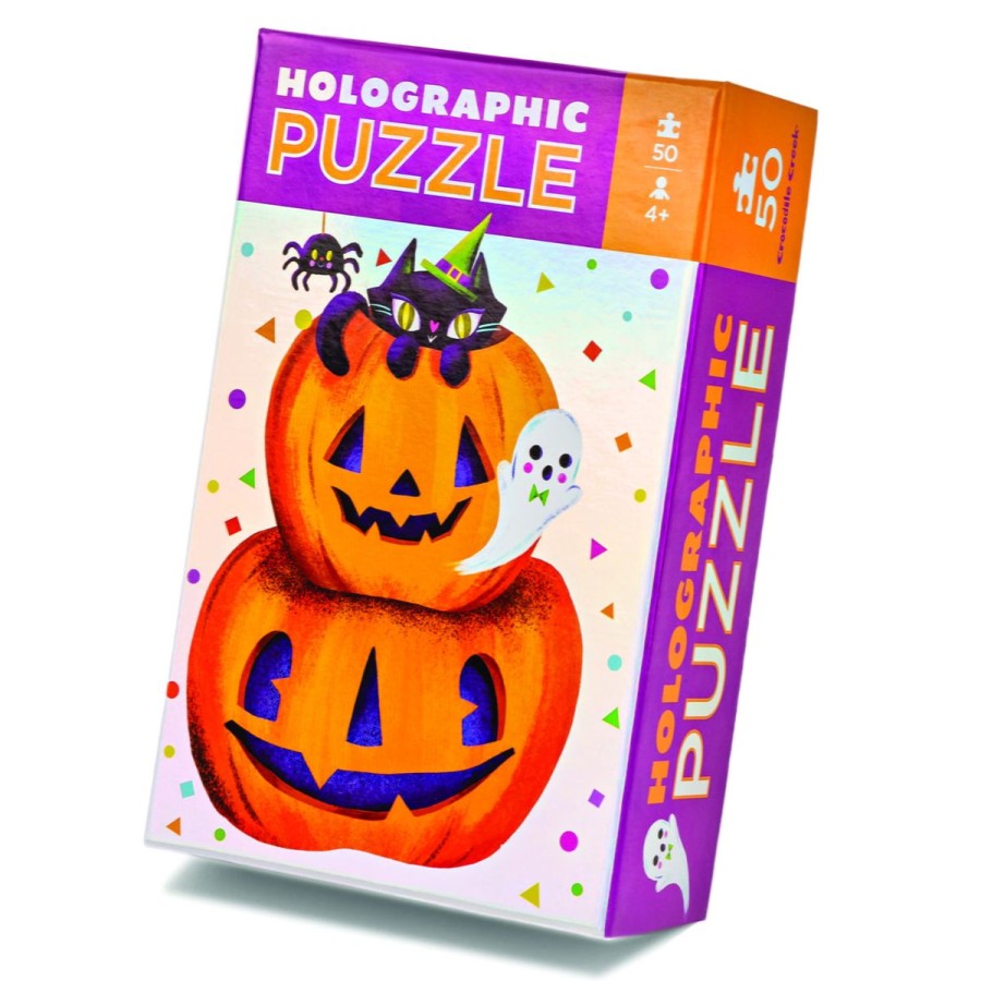 Toys & Gifts Hippychick | Crocodile Creek 50 Piece Holographic Puzzle - Pumpkin