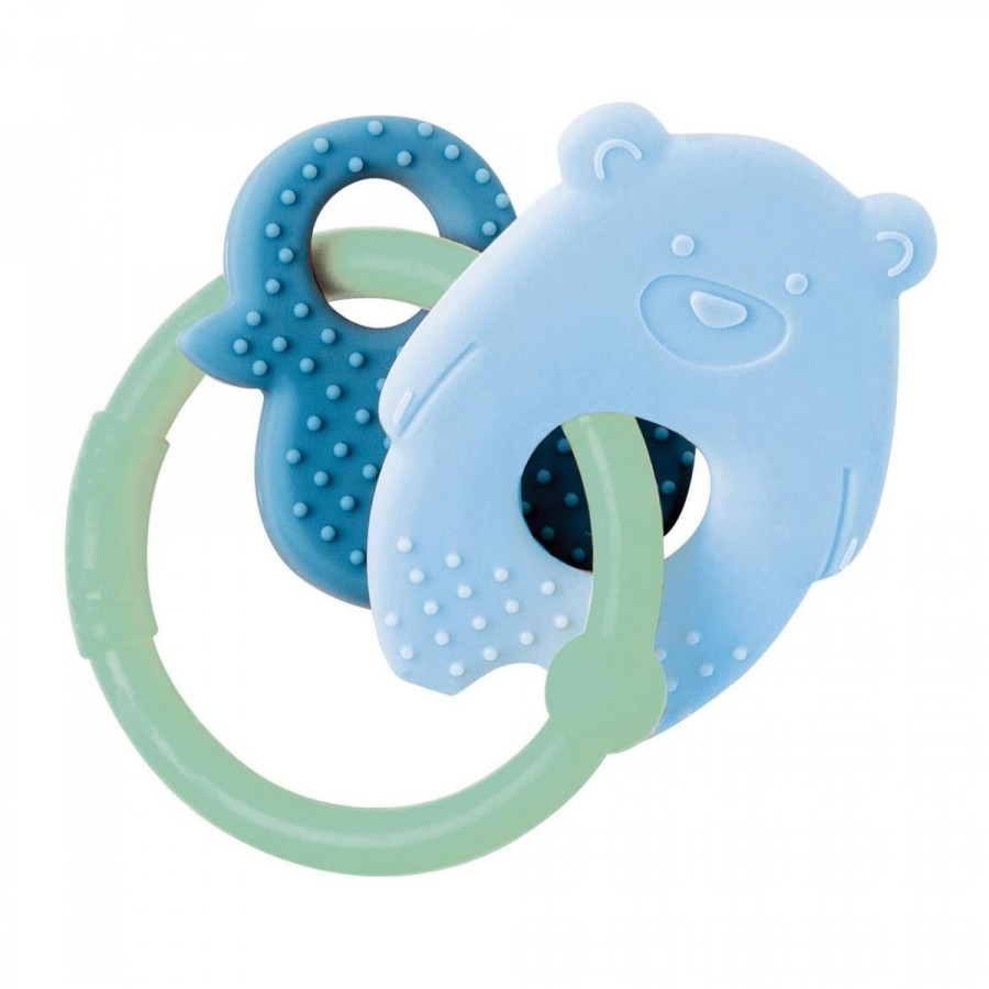 Christmas Hippychick | Nattou Silicone Teether Bear & Duck Green Ring