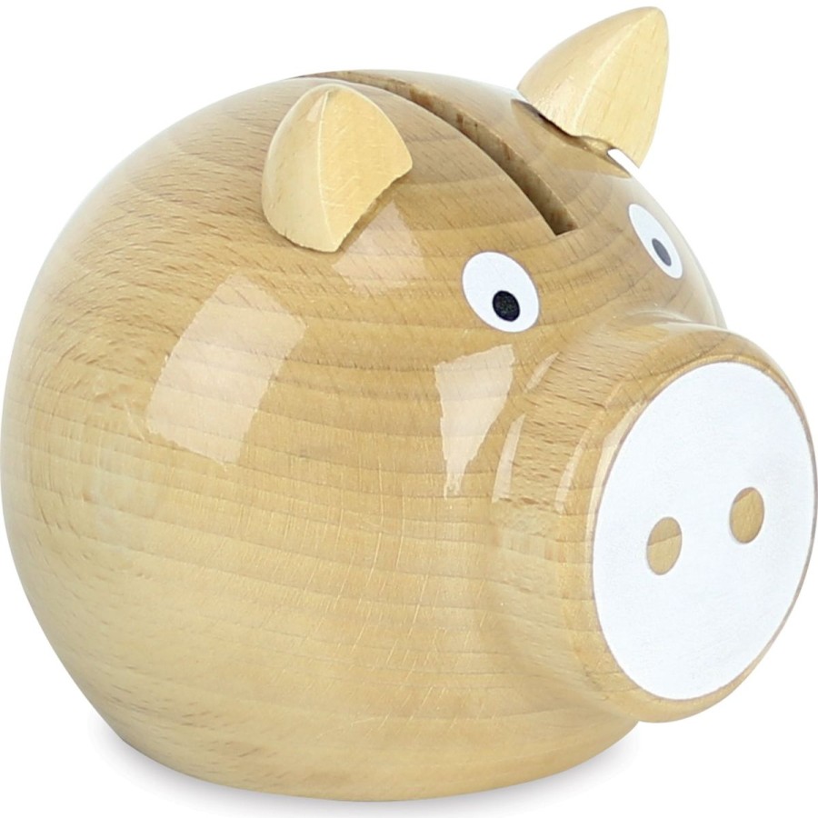 Christmas Hippychick | Vilac Natural Wood And White Pig Money Box