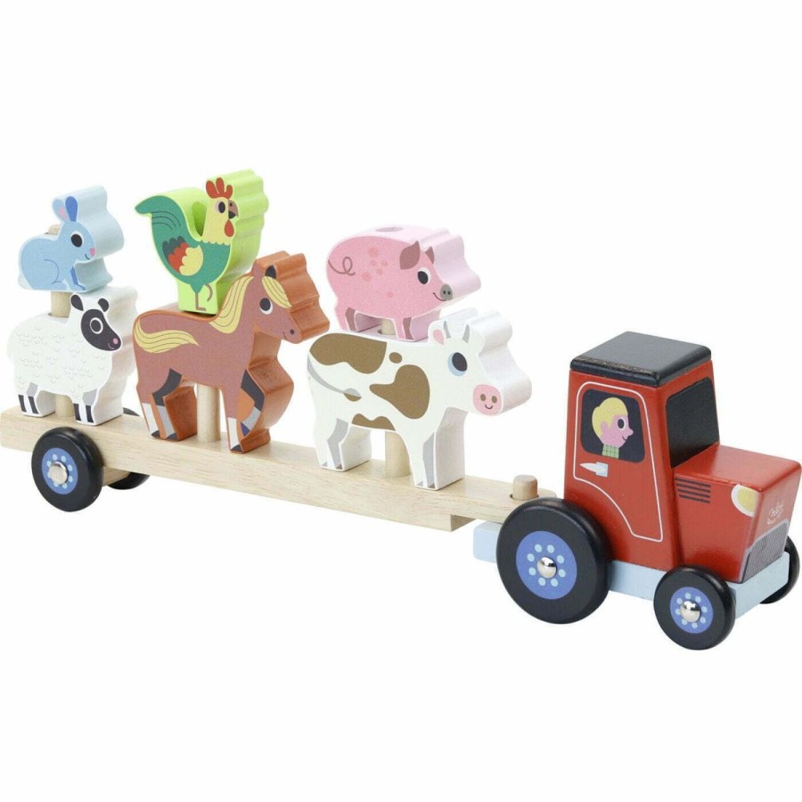 Christmas Hippychick | Vilac Tractor And Trailer With Animal Stacking Game