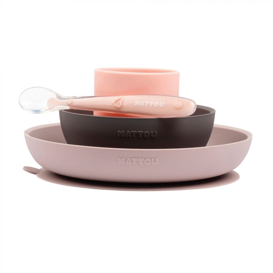 Christmas Hippychick | Nattou Silicone Tableware Set - Pink